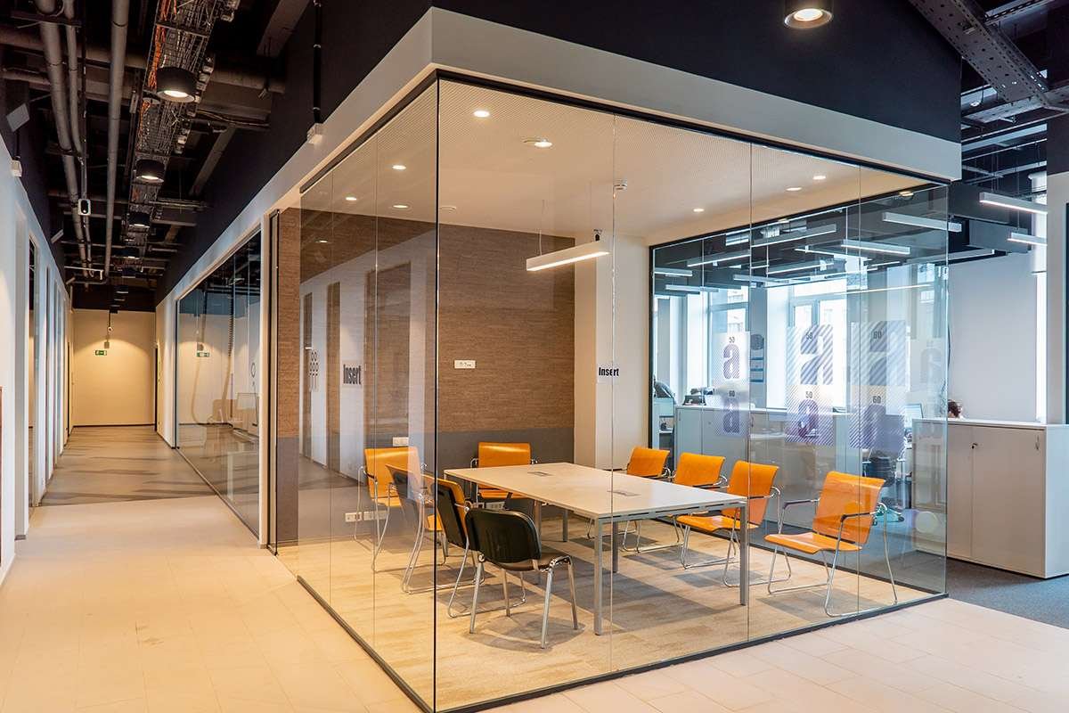 Modern glass building facade